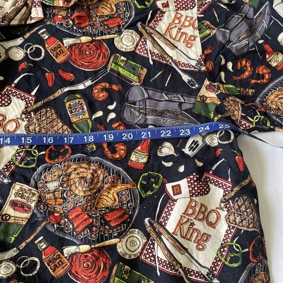 BBQ Kings Dreamwear Short-Sleeve Button-Up Shirt XXL By Dem Crazy 100% Cotton Gr - Picture 14 of 16